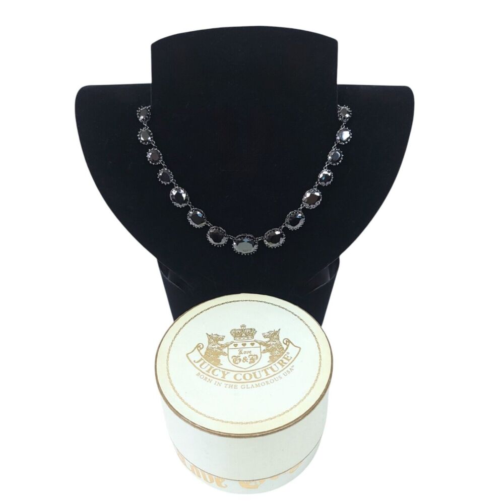 Juicy Couture Necklace Crystal Y2K Vintage Reversible Black Riviere Jewelry